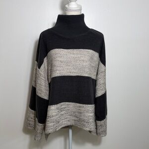 Daily Practice Women's Black and Gray Turtleneck Sweater Large